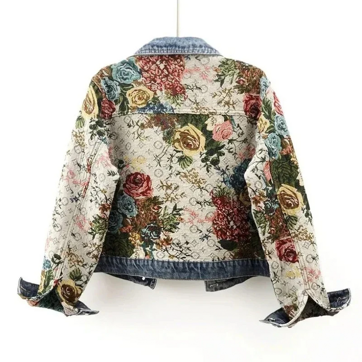 Giacca in denim floreale da donna