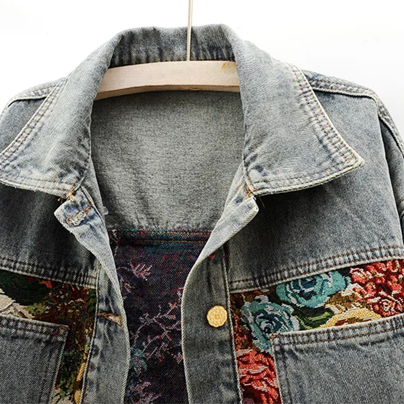 Giacca in denim floreale da donna