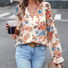 Camicetta con stampa floreale e scollo a V per donna