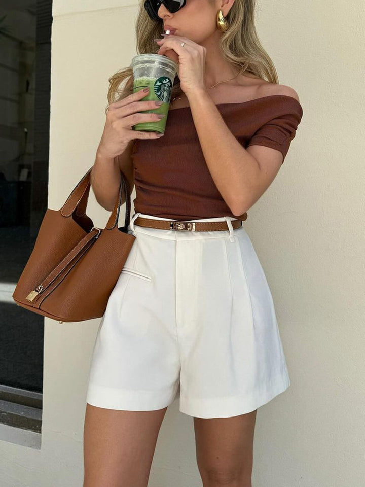 Pantaloncini sartoriali a vita alta da donna