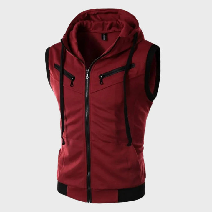 Gilet senza maniche con cappuccio per uomo