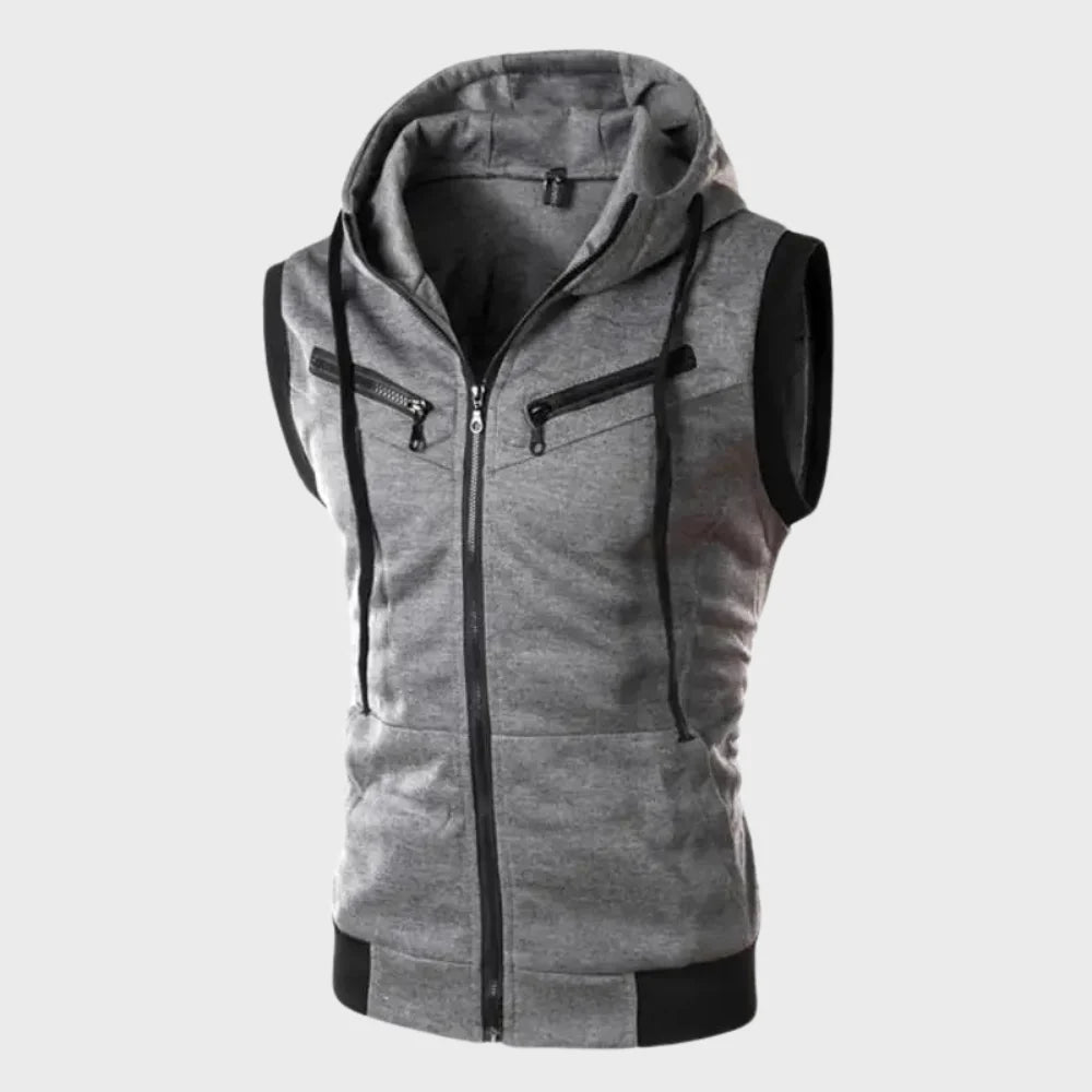 Gilet senza maniche con cappuccio per uomo