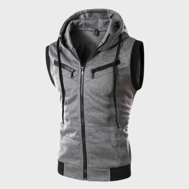 Gilet senza maniche con cappuccio per uomo