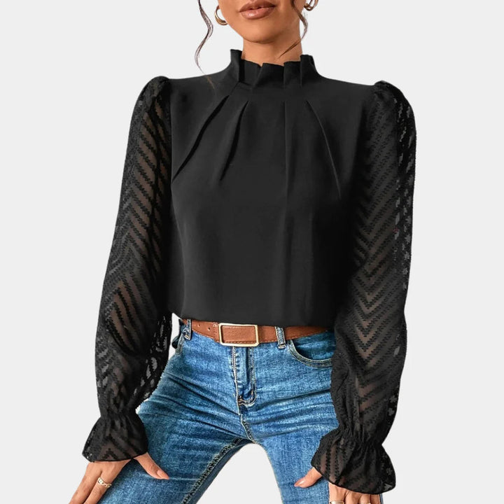 Top elegante da donna a maniche lunghe