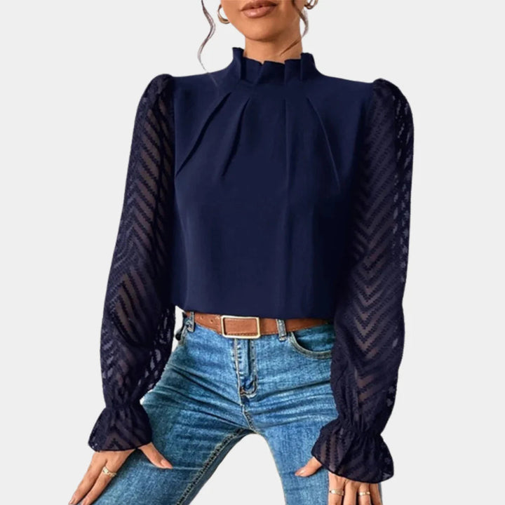 Top elegante da donna a maniche lunghe