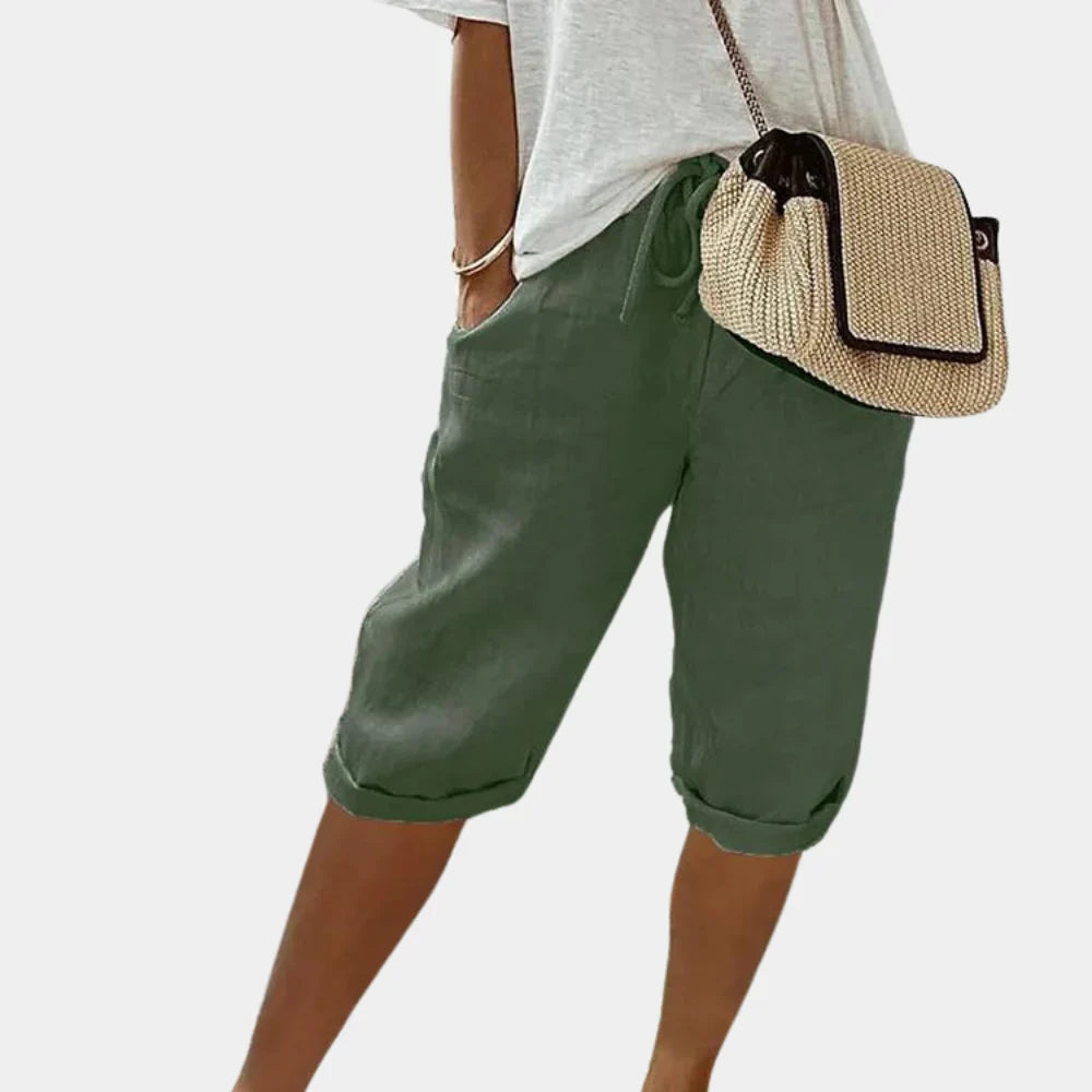 Comodi pantaloncini da donna in misto lino