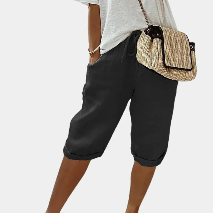 Comodi pantaloncini da donna in misto lino