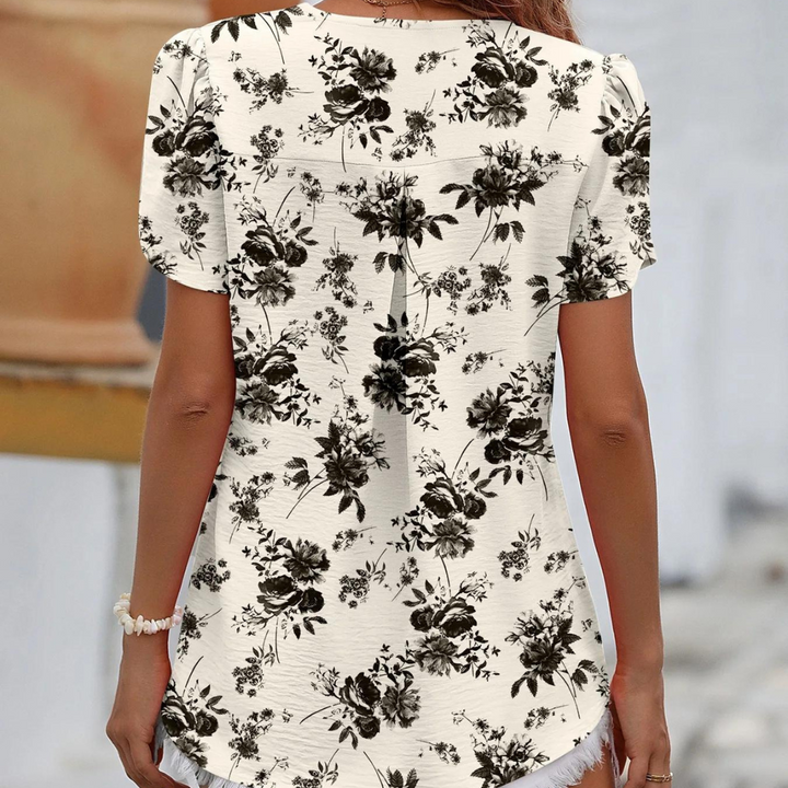 Camicetta in chiffon a fiori Scollo a V Top da donna