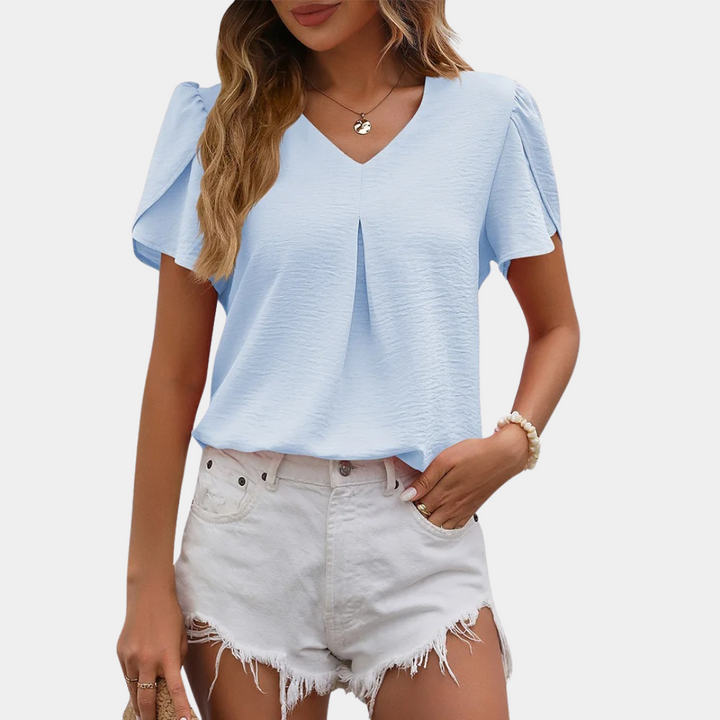 Camicetta in chiffon a fiori Scollo a V Top da donna
