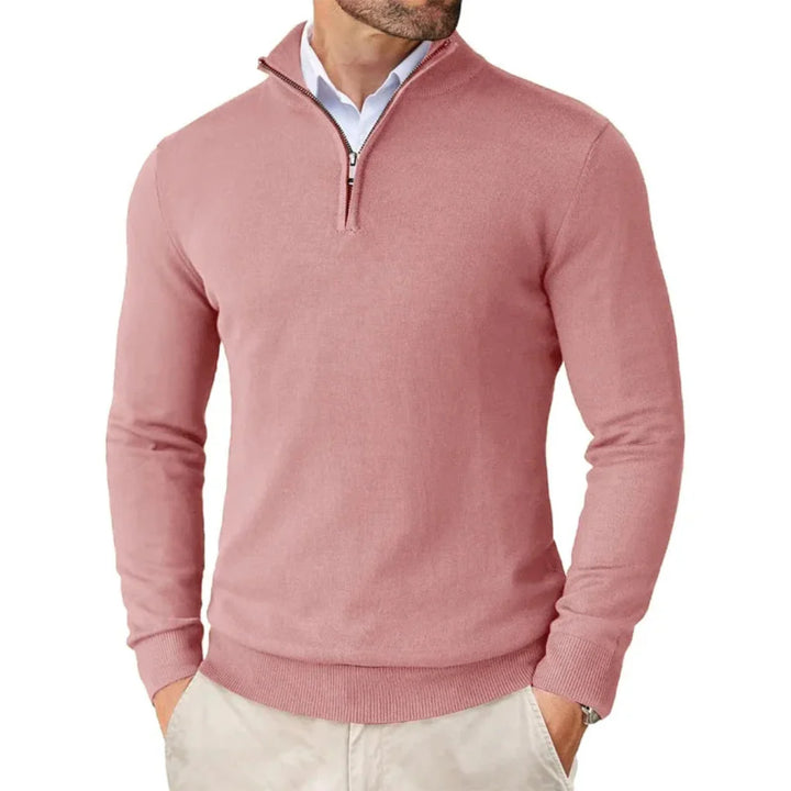 Maglione da uomo in maglia di cotone con collo con cerniera