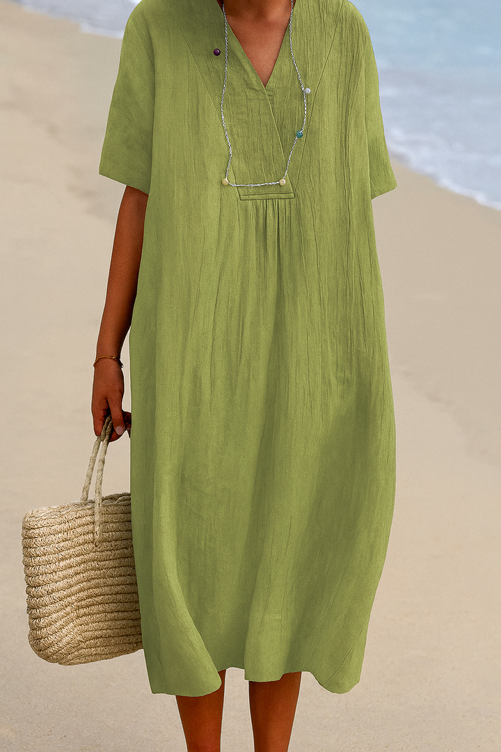 Abito da spiaggia rilassato con scollo a V e maniche corte