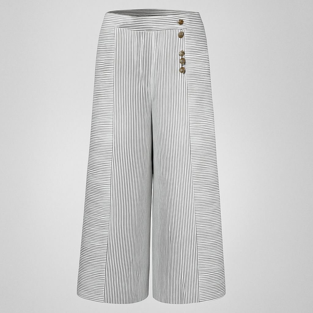 Pantaloni a gamba larga a vita alta a righe