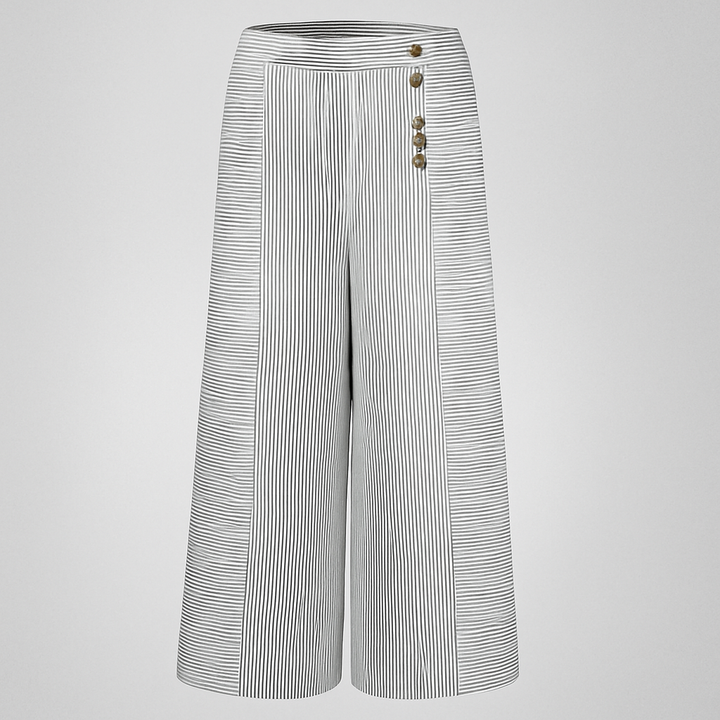 Pantaloni a gamba larga a vita alta a righe