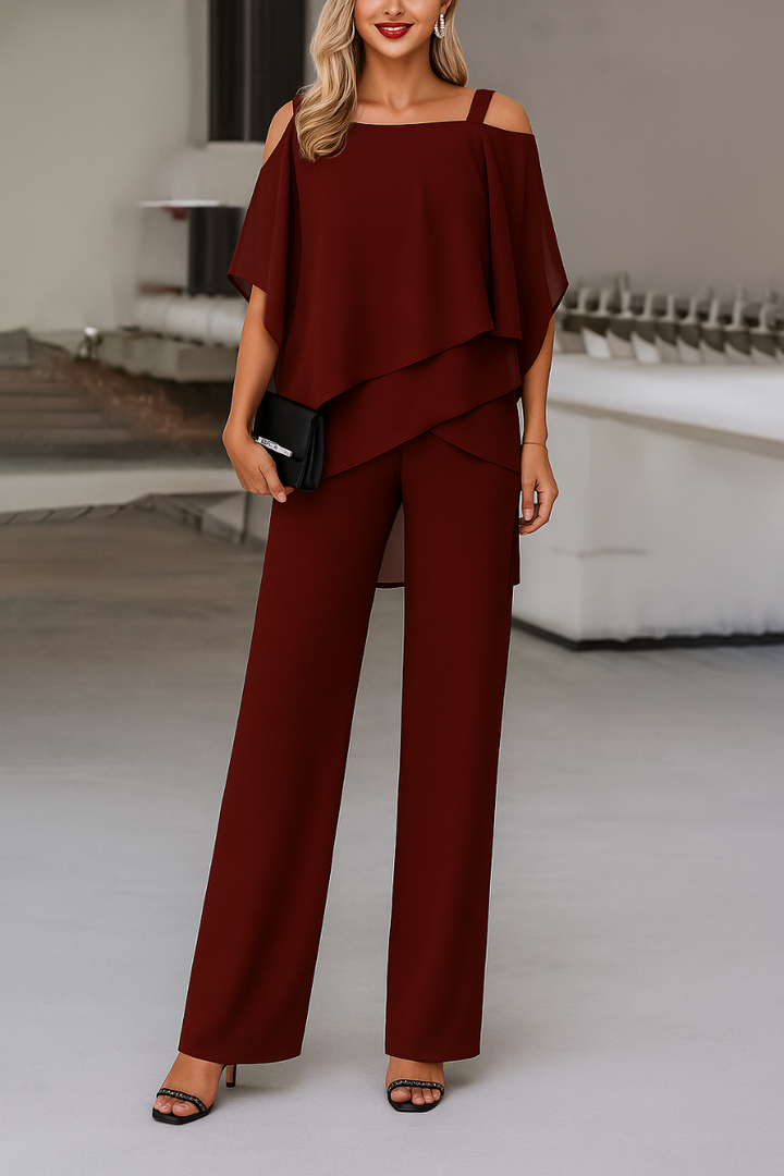 Completo elegante da donna con spalle scoperte, 2 pezzi