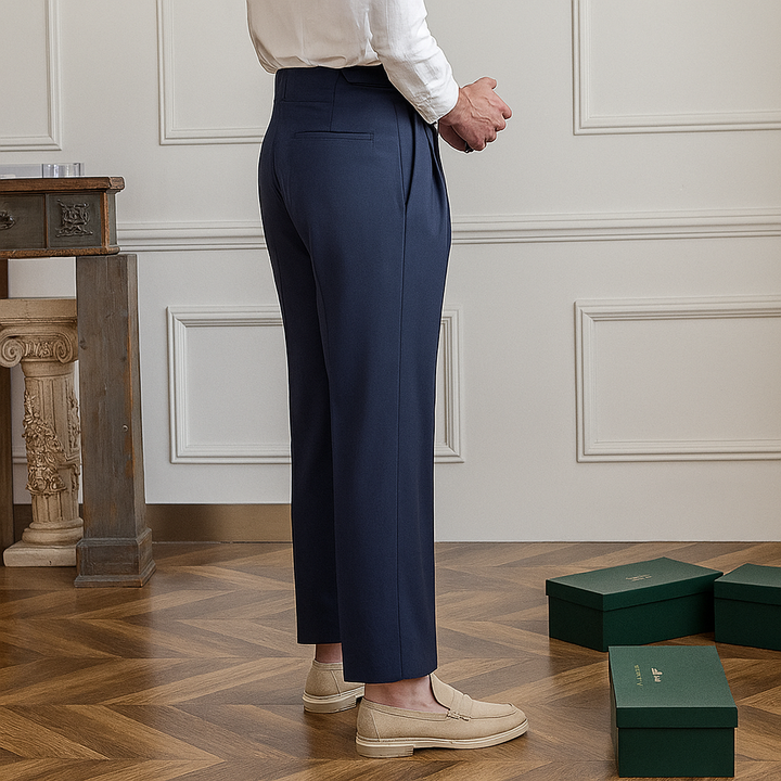 Pantaloni formali slim fit a vita alta da uomo