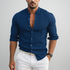Camicia da uomo slim fit con colletto alla coreana