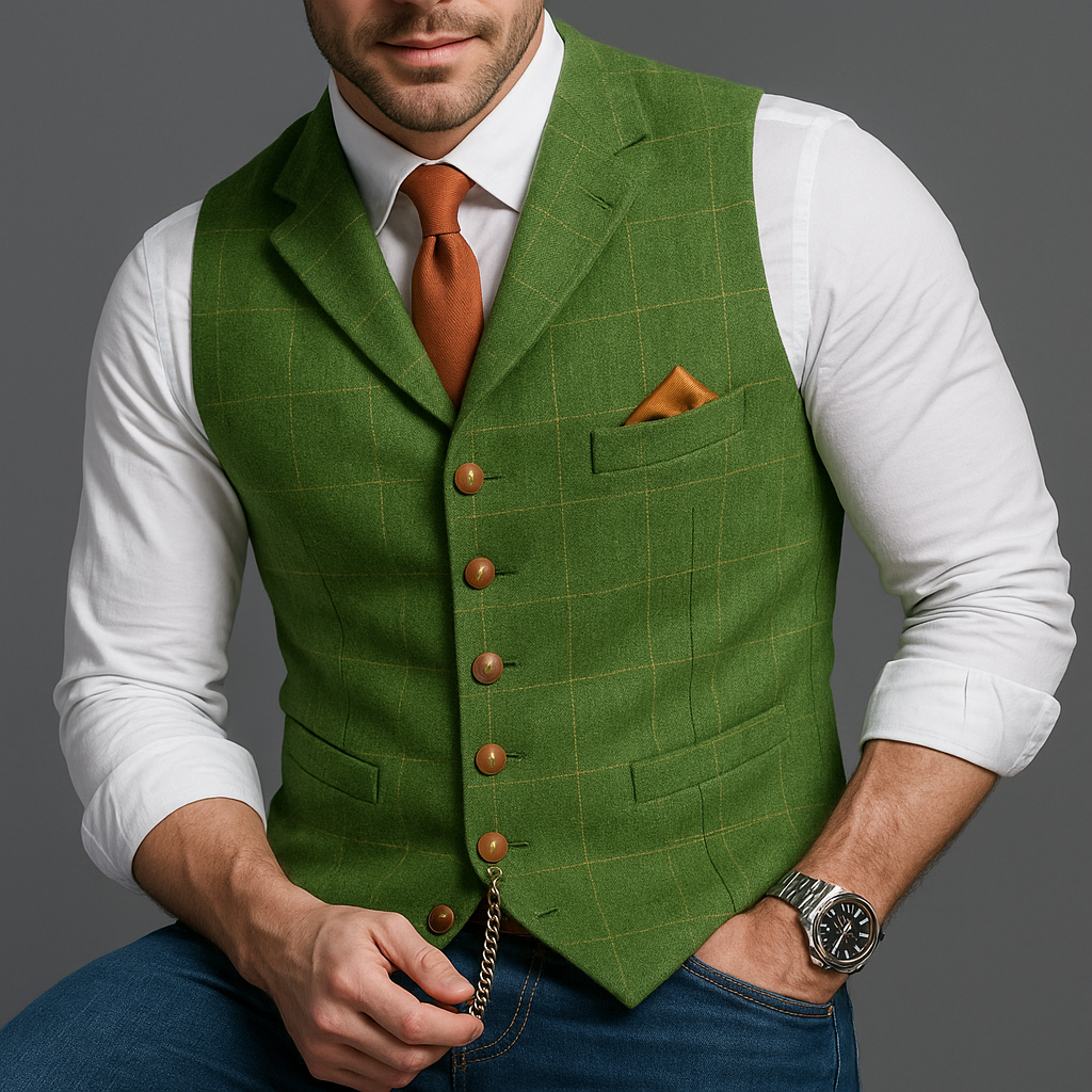 Gilet classico formale con revers a lancia e chiusura a bottoni
