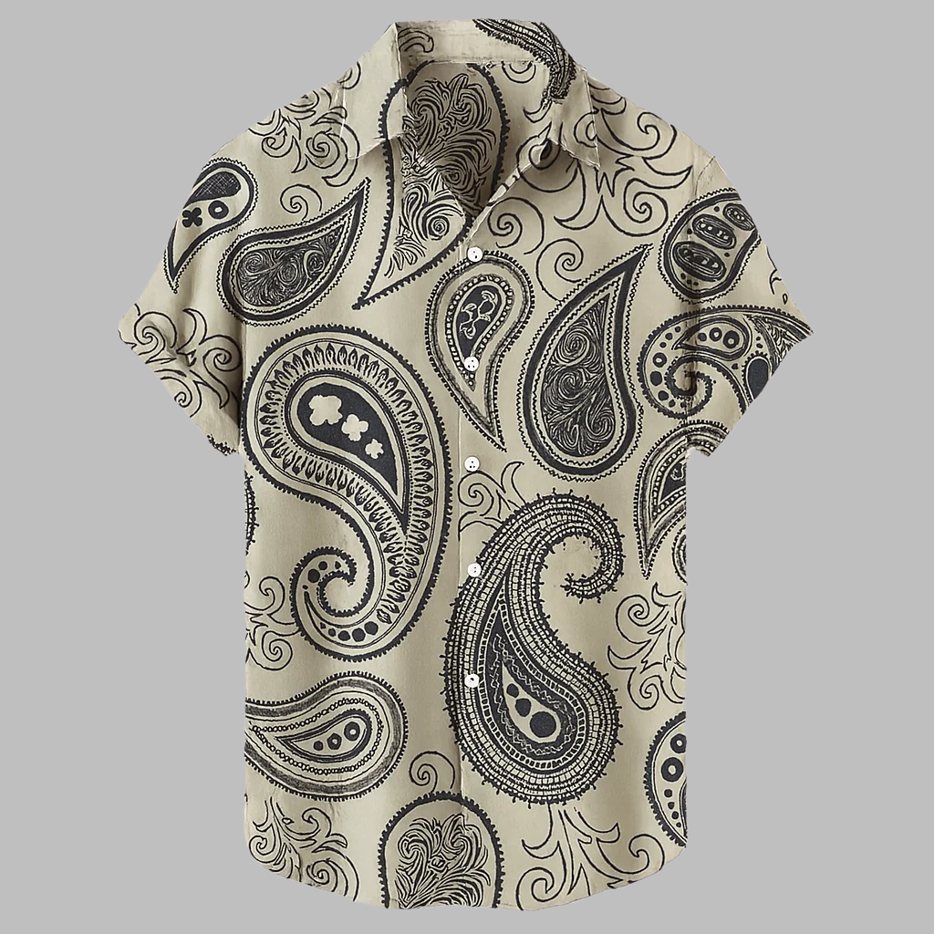 Camicia Tribale da Uomo in Lino Stile Street Casual
