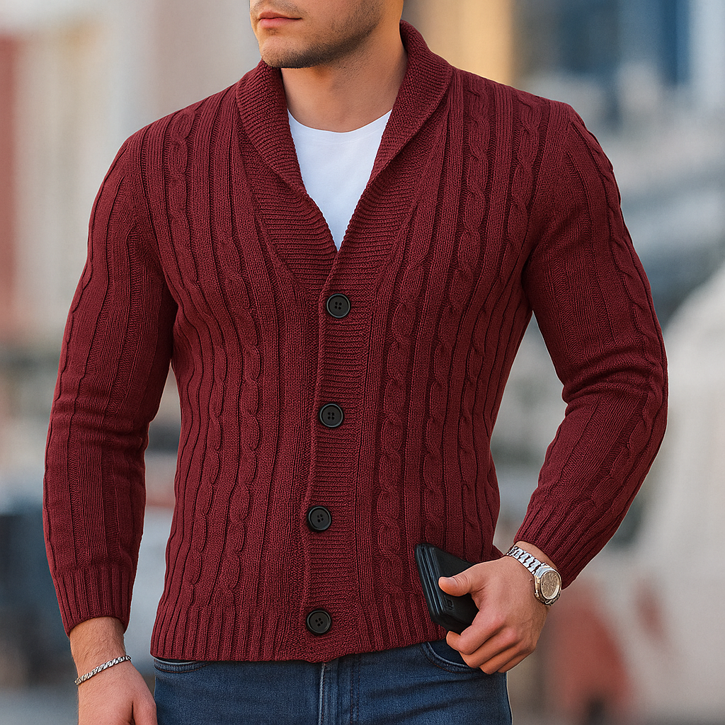 Cardigan classico caldo in maglia da uomo