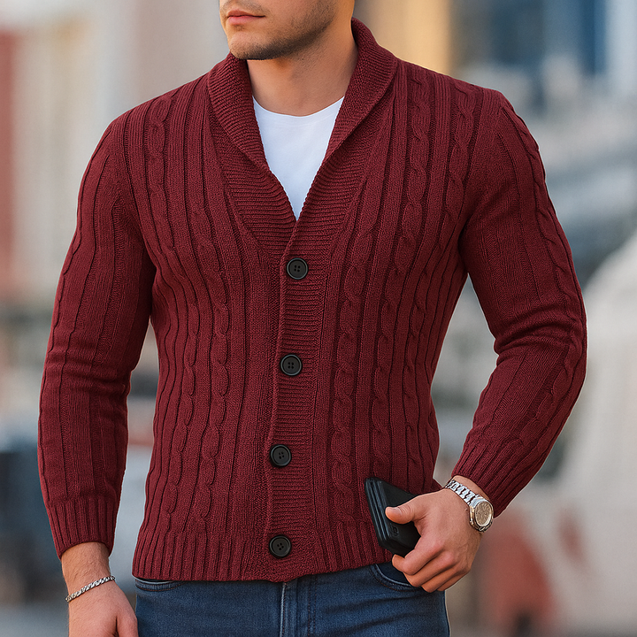 Cardigan classico caldo in maglia da uomo