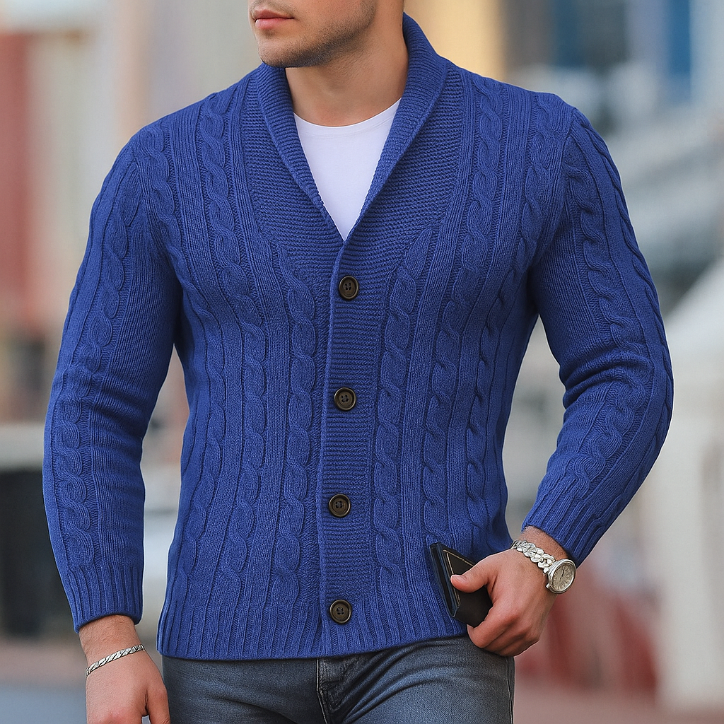 Cardigan classico caldo in maglia da uomo