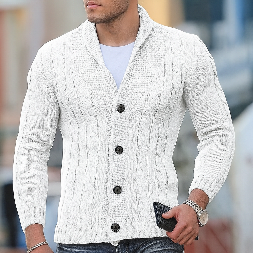 Cardigan classico caldo in maglia da uomo