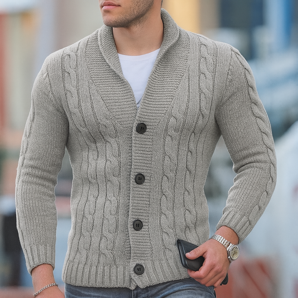 Cardigan classico caldo in maglia da uomo