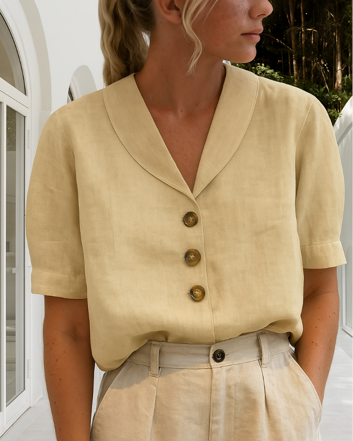 T-shirt da donna alla moda in cotone e lino
