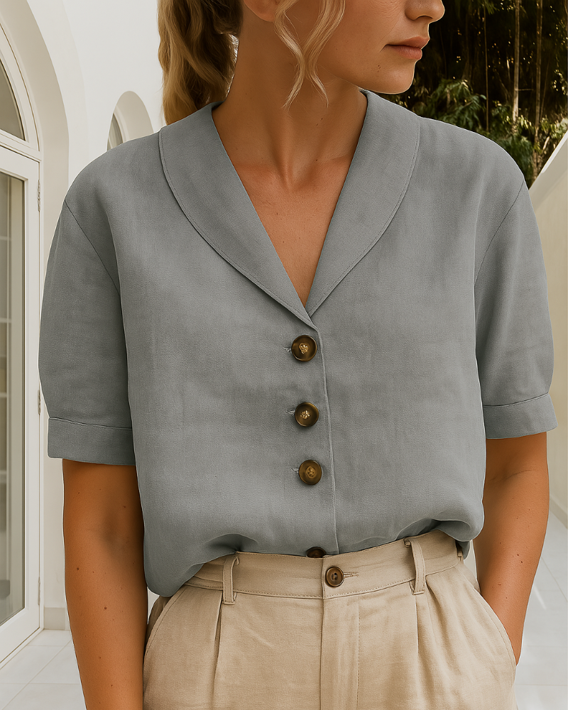 T-shirt da donna alla moda in cotone e lino