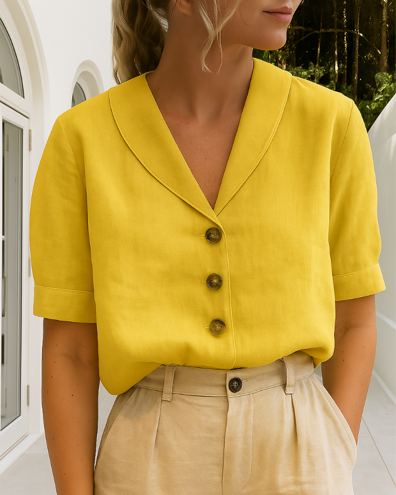 T-shirt da donna alla moda in cotone e lino