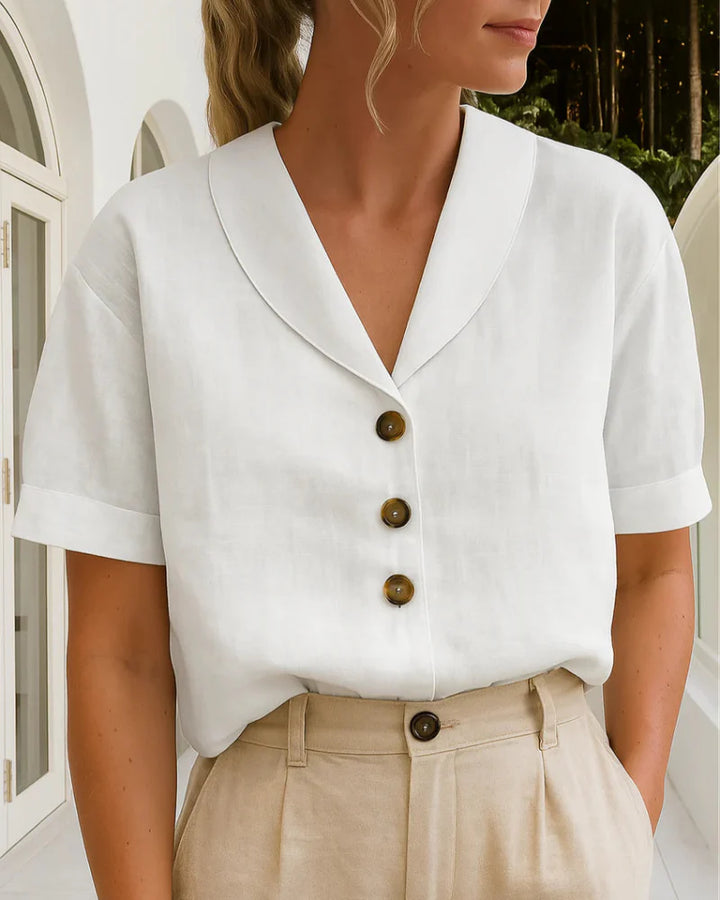 T-shirt da donna alla moda in cotone e lino