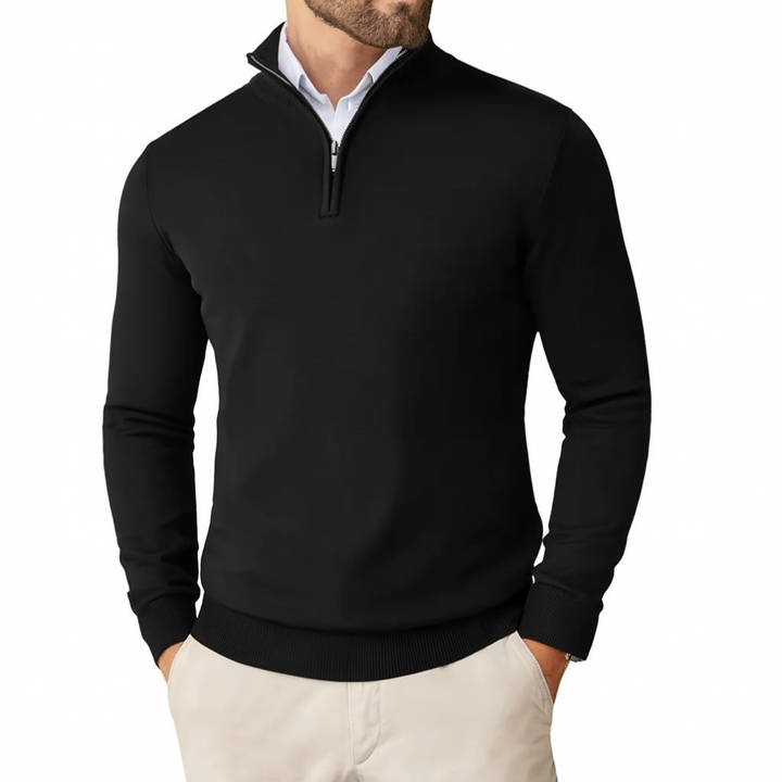 Maglione da uomo in maglia di cotone con collo con cerniera