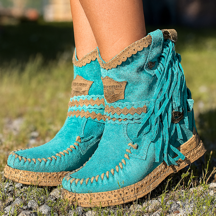 Stivali western boho con frange