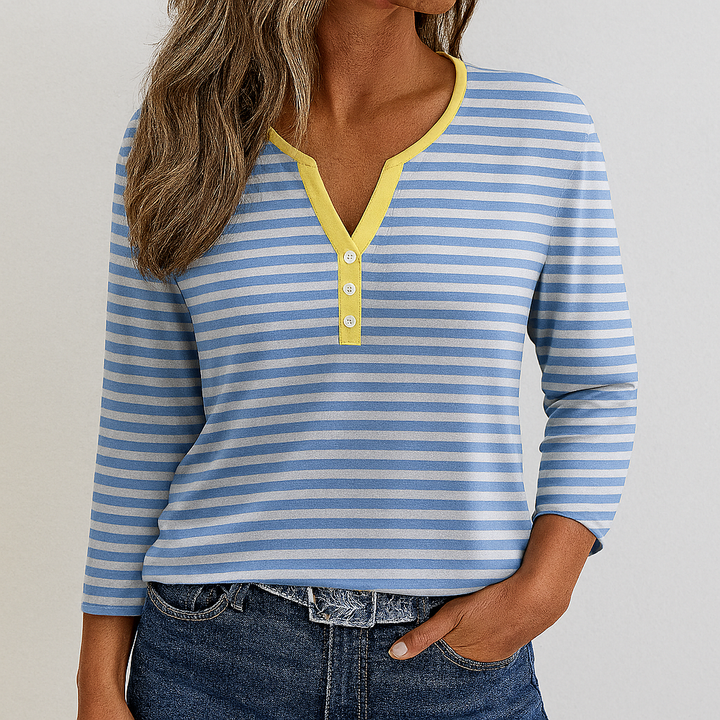 T-shirt casual da donna con scollo a V