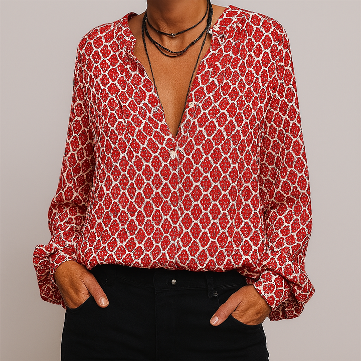 Camicetta elegante stampata con scollo a V