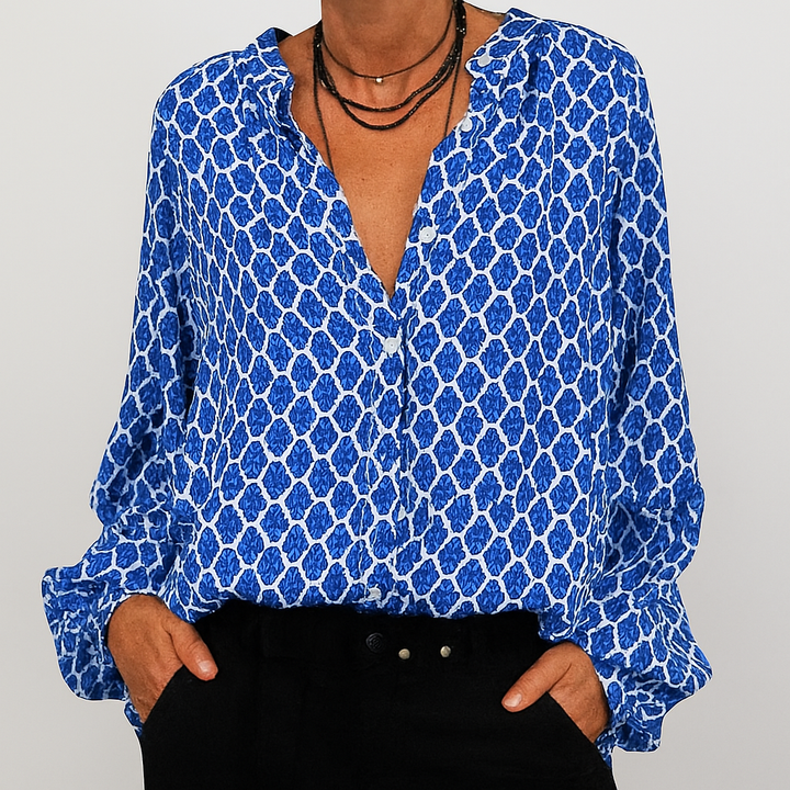 Camicetta elegante stampata con scollo a V