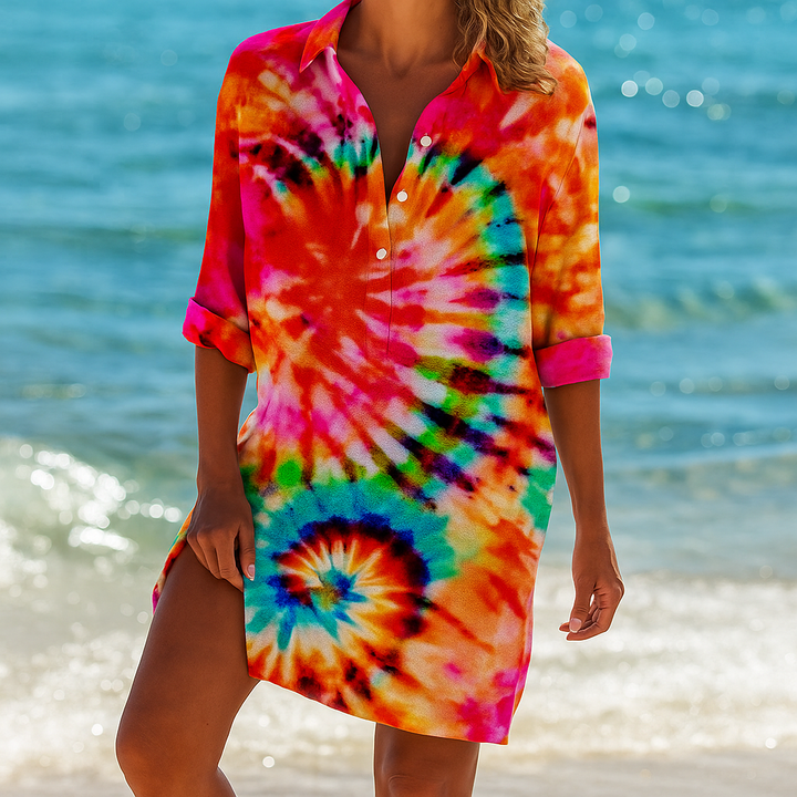 Abito corto in tessuto leggero e fluido Boho da donna