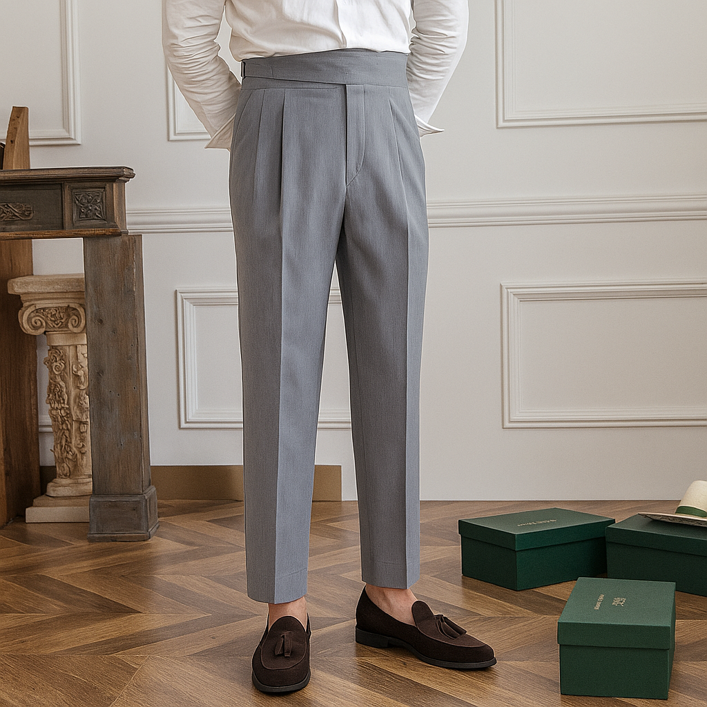 Pantaloni formali slim fit a vita alta da uomo