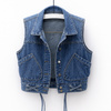 Gilet in denim leggero senza maniche da donna