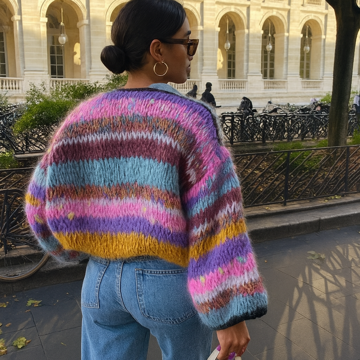 Cardigan aperto sul davanti a righe da donna