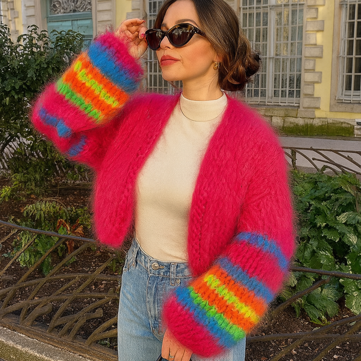 Cardigan aperto sul davanti a righe da donna