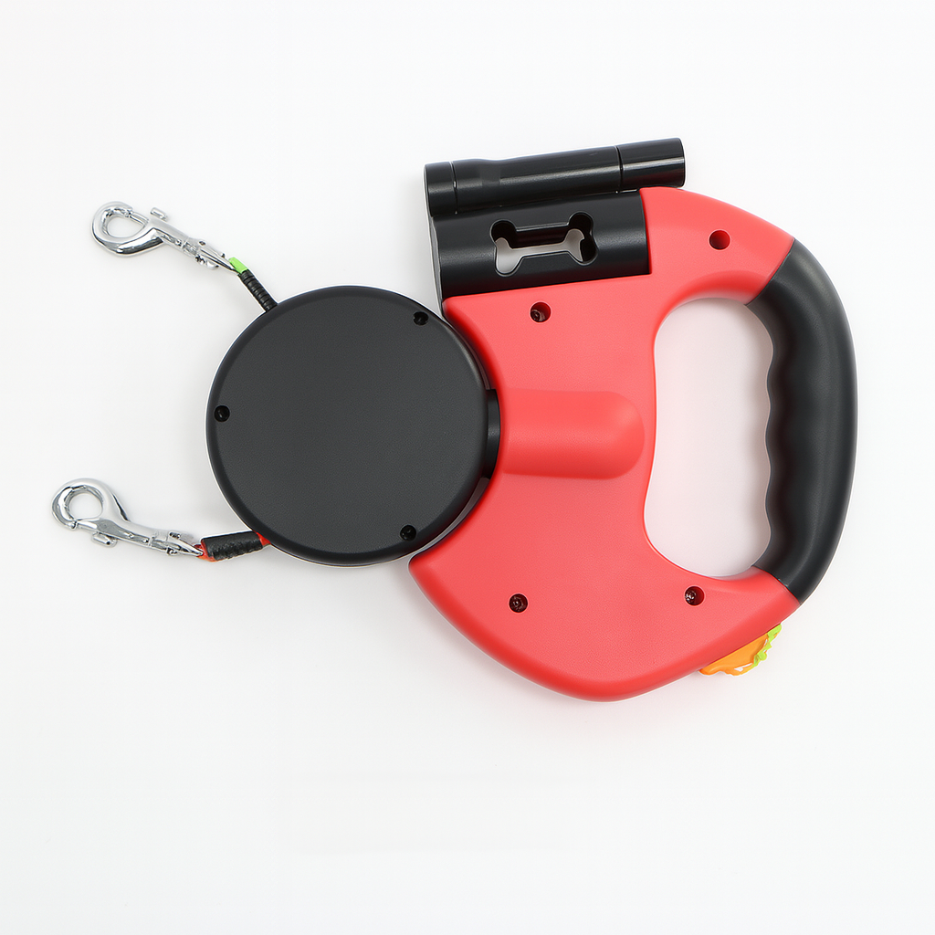 Guinzaglio retrattile doppio per cani con rotazione a 360°