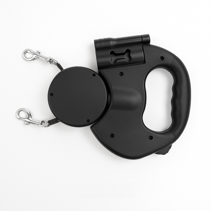 Guinzaglio retrattile doppio per cani con rotazione a 360°