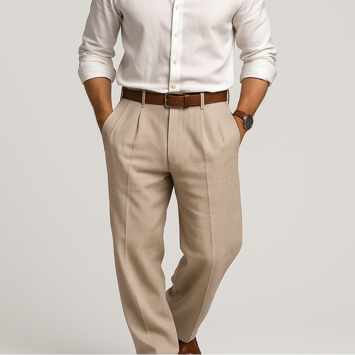 Pantaloni casual da uomo in cotone e lino