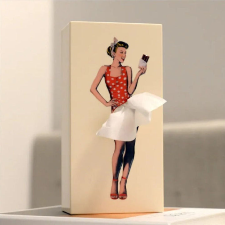 Scatola di fazzoletti con gonna artistica per l'arredamento della casa