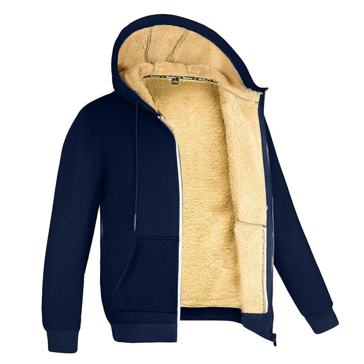 Pullover da uomo in pile con fodera in pelliccia