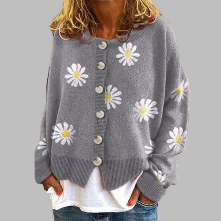 Maglione lavorato a maglia floreale per donna
