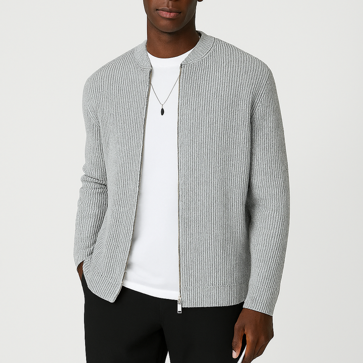Cardigan casual in maglia con cerniera da uomo
