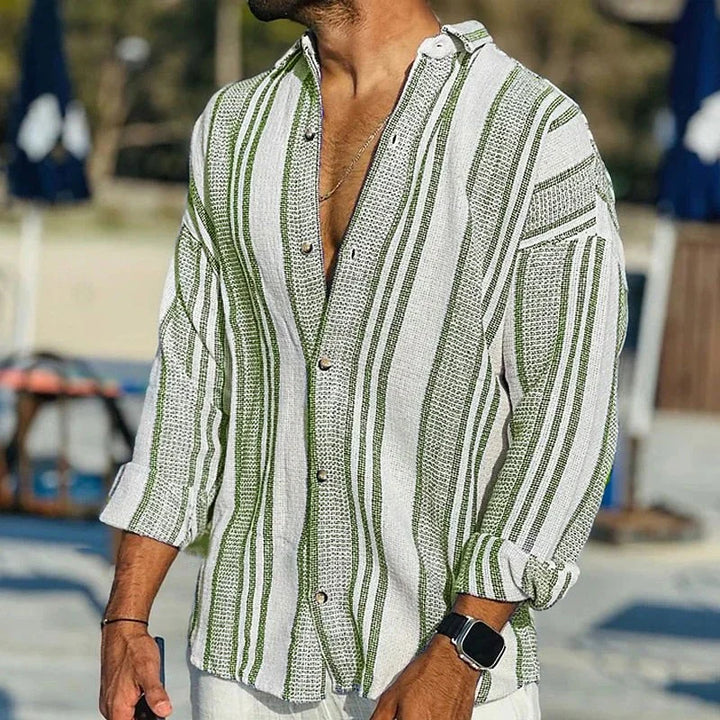 Camicia a righe a maniche lunghe da uomo