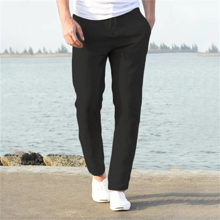 Pantaloni in lino da uomo in stile casual per le giornate calde